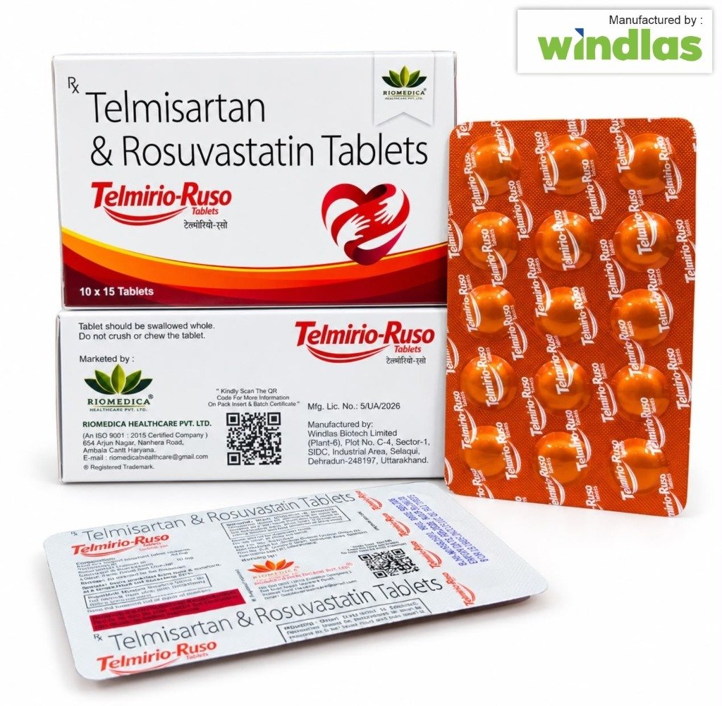 Telmirio-Ruso Tablets - Telmisartan and Rosuvastatin Tablets - Riomedica Healthcare